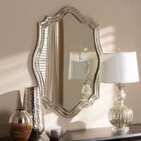 Baxton Studio RXW-7346 Isidora Art Deco Antique Silver Finished Accent Wall Mirror